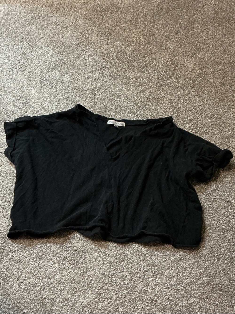 Charlotte Russe Black V-Neck Cropped Tee